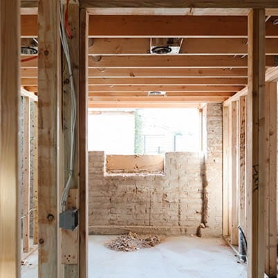 gutted before shot of renovation project