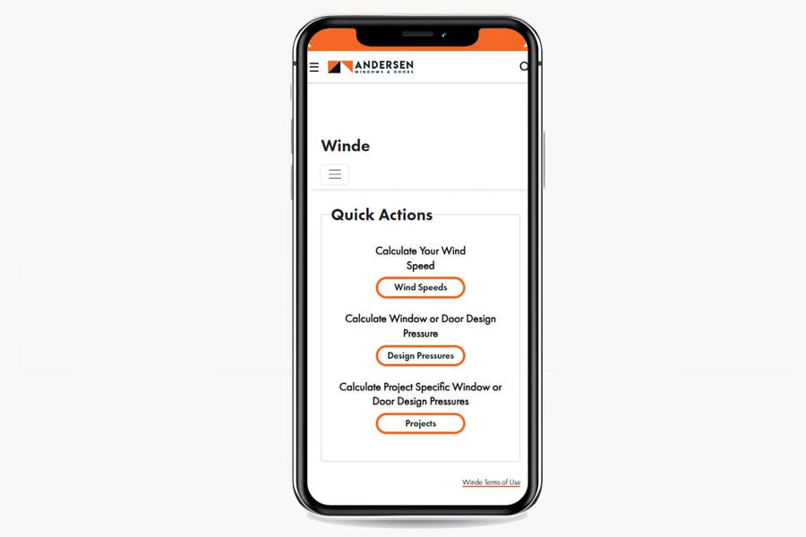 Winde Tool quick actions on mobile device