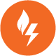 flame illustration icon in orange circle