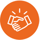 illustration of handshake inside orange circle